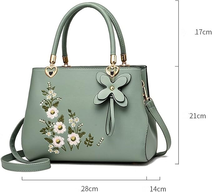 IONIKK Shoulder Bag for Women Embroidered Women Leather Handbags Hand Bags For Women Sac A Main Ladies Hand Bag Female Bag Sac Femme (Color : Dark blue)