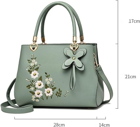 IONIKK Shoulder Bag for Women Embroidered Women Leather Handbags Hand Bags For Women Sac A Main Ladies Hand Bag Female Bag Sac Femme (Color : Dark blue)